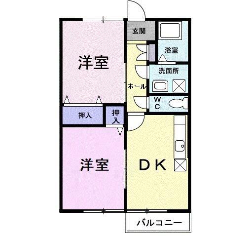 エクレール山本(2DK/2階)の間取り写真