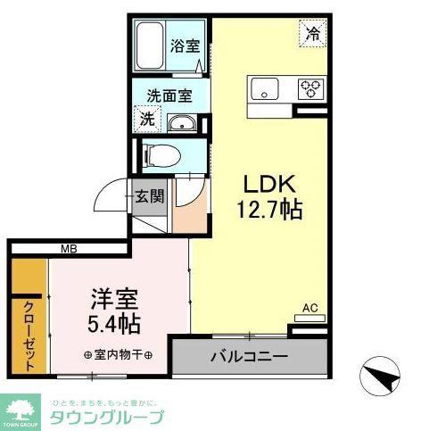 エミグランド愛甲石田(1LDK/2階)の間取り写真