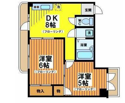 リバーファーム(2DK/4階)の間取り写真