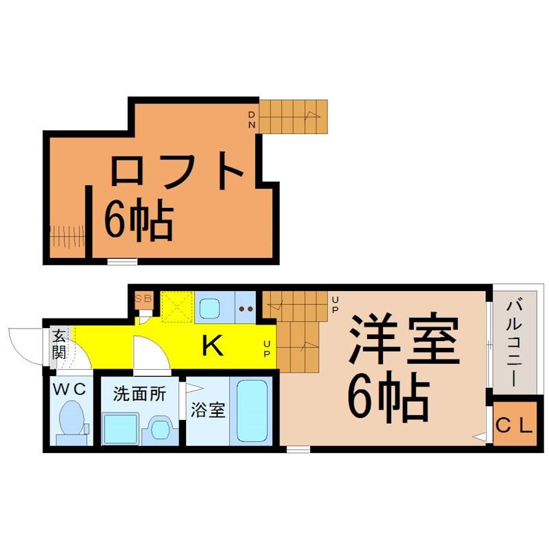 ヴィオラ大幸(1K/2階)の間取り写真
