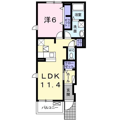 シャロームKAMECHI(1LDK/1階)の間取り写真