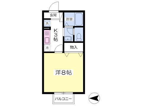 セジュール華II(1K/2階)の間取り写真