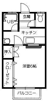 コーポK4(1K/2階)の間取り写真