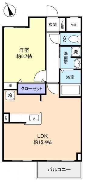 LA MIA CASA(1LDK/3階)の間取り写真