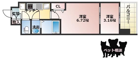 AELL OSAKA イースト(2K/15階)の間取り写真