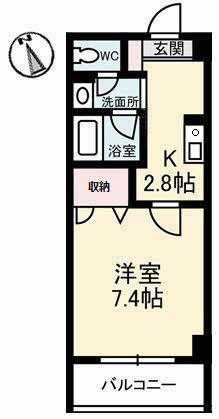 JRBハイツ倉敷(1K/6階)の間取り写真