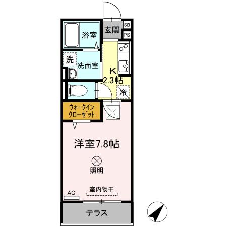 ルミナス大和町(1K/2階)の間取り写真