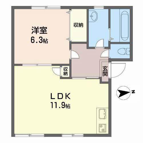 マイカルK(1LDK/1階)の間取り写真