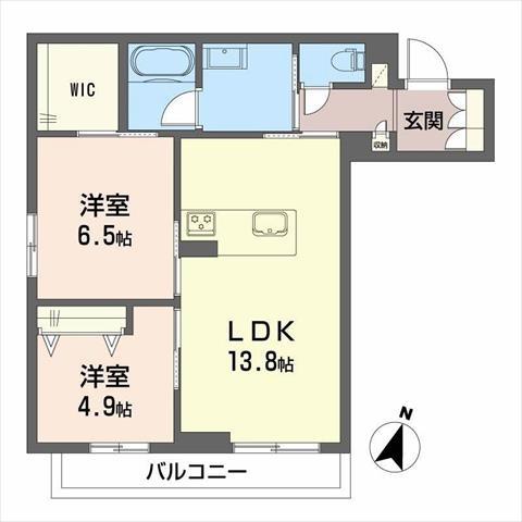 シャーメゾンSEIWA(2LDK/2階)の間取り写真