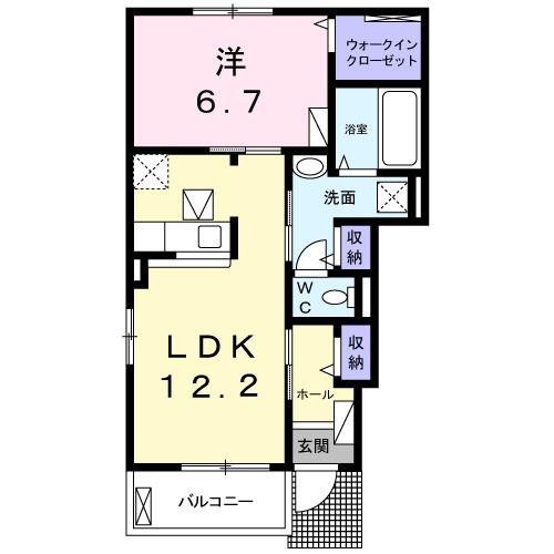 ジュエルI(1LDK/1階)の間取り写真