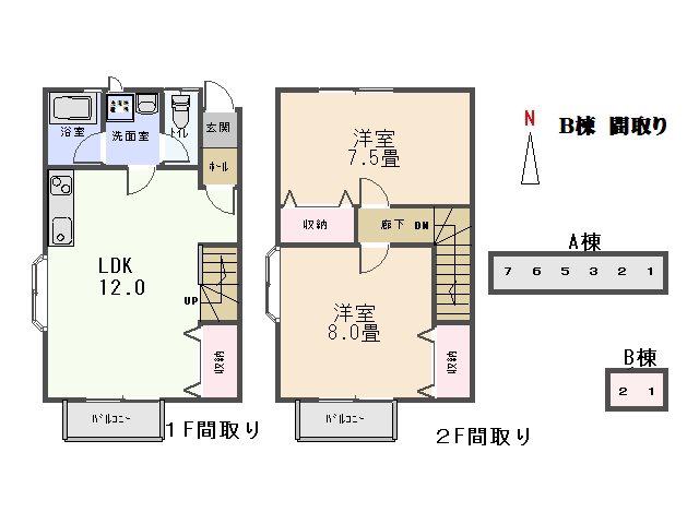 ニューライト・メゾン(2LDK/2階)の間取り写真