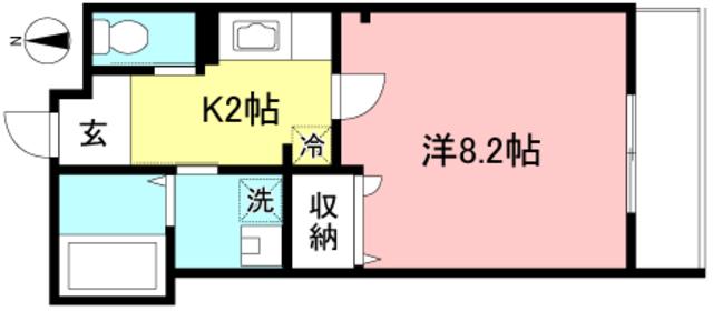 ヴィラ向ヶ丘(1K/2階)の間取り写真