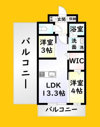 インクレイス門司(2LDK/9階)の間取り写真