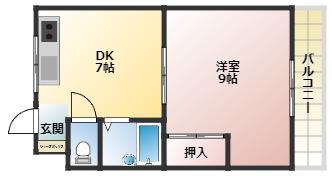 第1カトレアハイツ(1DK/2階)の間取り写真
