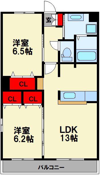 VENT VERT浦田(2LDK/1階)の間取り写真