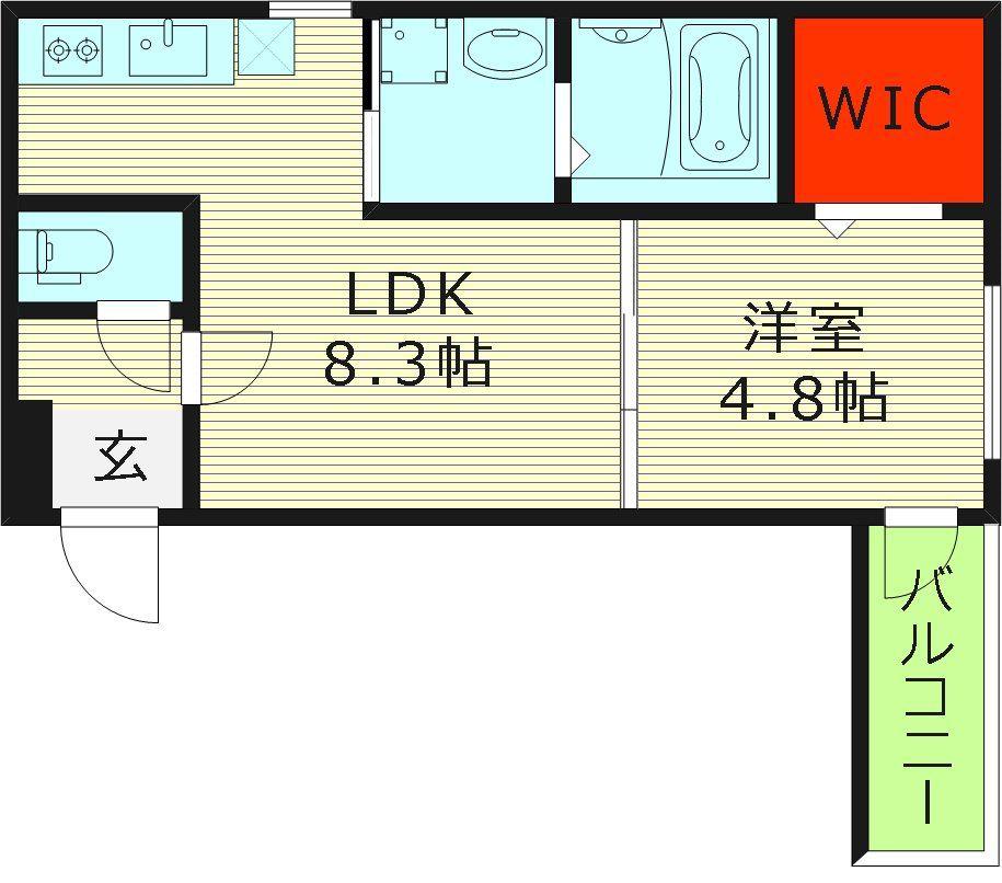 フジパレス城東東中浜III番館(1DK/2階)の間取り写真