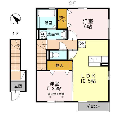 フローリッシュ(2LDK/2階)の間取り写真