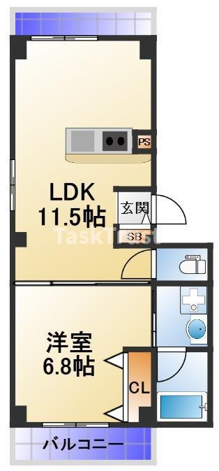 アリエッタ鶴見緑地(1LDK/3階)の間取り写真