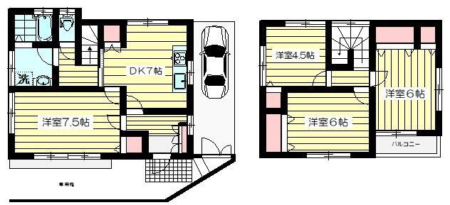 市川F棟(4DK/1階)の間取り写真