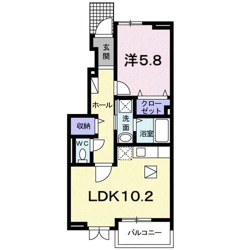 エスポワール道場(1LDK/1階)の間取り写真