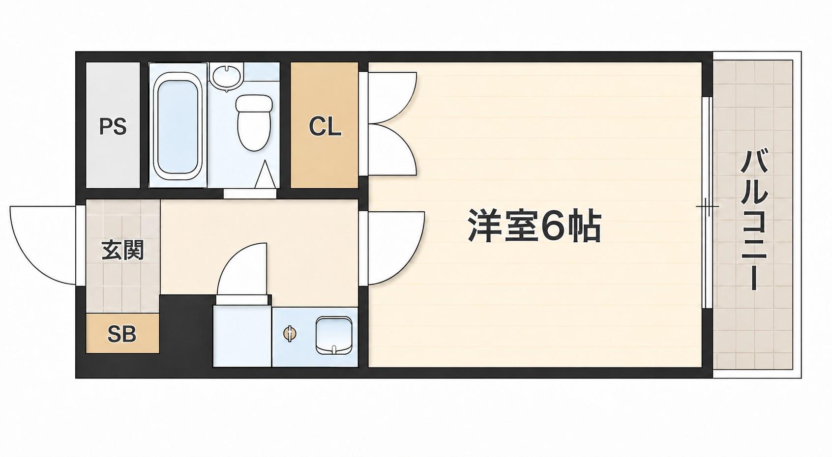 グランデ―ル平野(1K/1階)の間取り写真