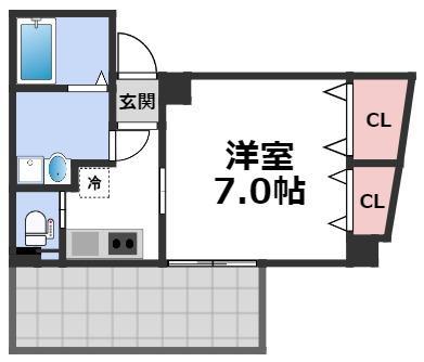 クイーンライフ 玉津(1K/4階)の間取り写真