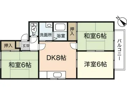 ニューセジュール(3DK/1階)の間取り写真