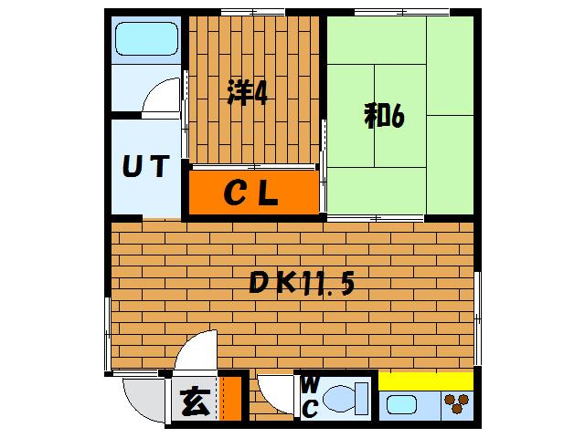 ソレイユいずみ(2DK/2階)の間取り写真