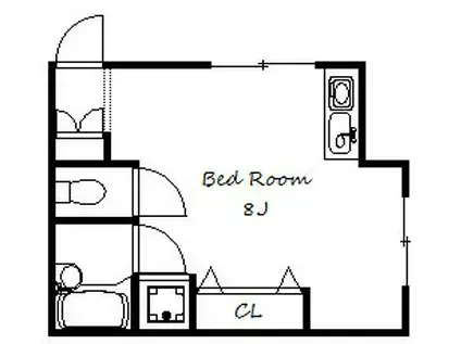 ロイヤル住吉(ワンルーム/1階)の間取り写真