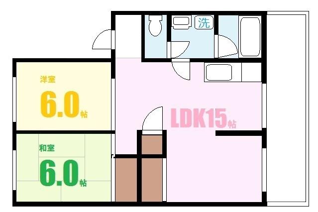 カルチェ川内(2LDK/2階)の間取り写真