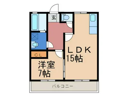 ミレニアム光II(1LDK/1階)の間取り写真