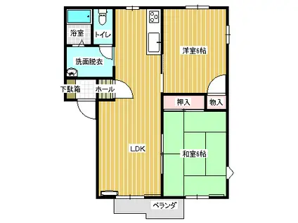ファミール川島 B棟(2LDK/2階)の間取り写真