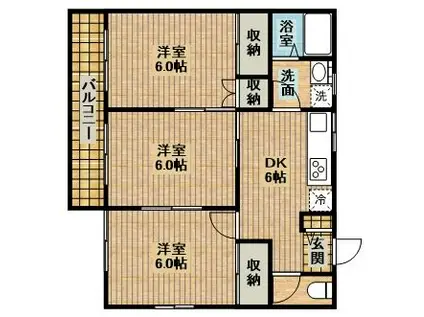 ハイツフォレスト(3DK/2階)の間取り写真