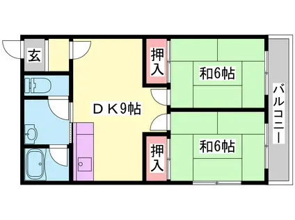 和興第三ビル(2DK/1階)の間取り写真
