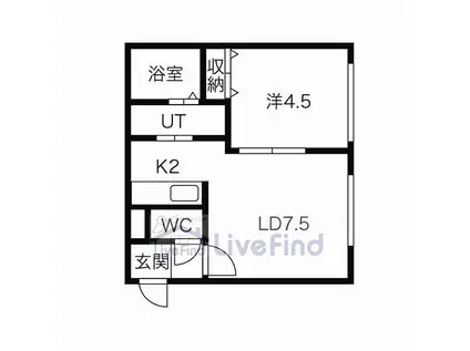 ヌーン澄川(1LDK/3階)の間取り写真