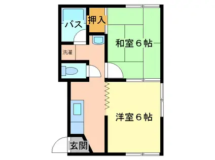 ホワイトハイツ(2K/2階)の間取り写真