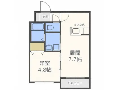 バルボーニN17(1LDK/2階)の間取り写真