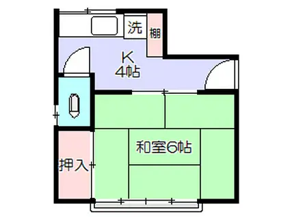 新川荘(1K/2階)の間取り写真