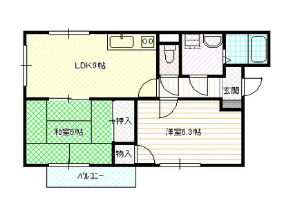 ルミエール(2LDK/2階)の間取り写真