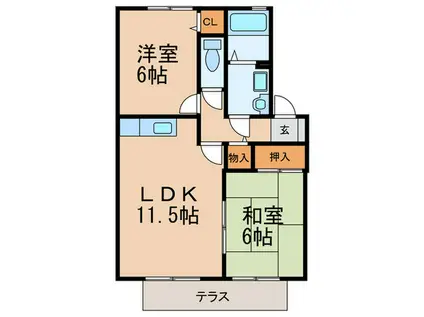 エスポアール大柳(2LDK/1階)の間取り写真