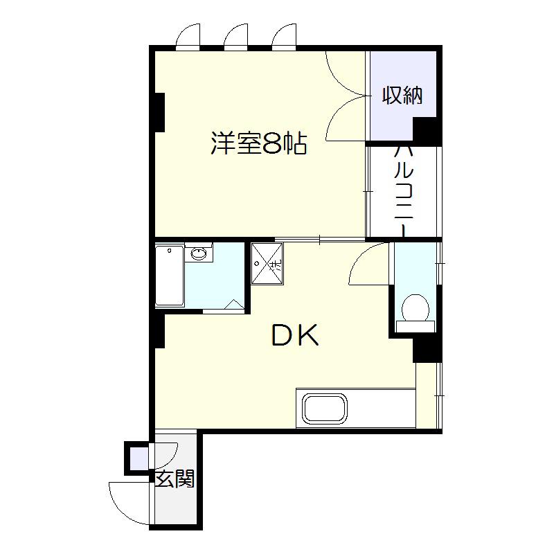 フローリスト87(1DK/3階)の間取り写真