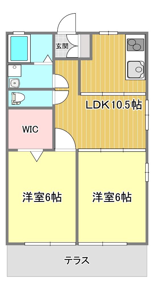 メンデージ豊中 C棟(2LDK/1階)の間取り写真