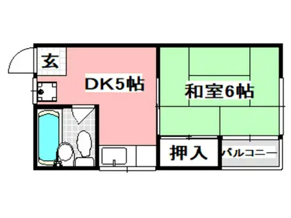 奥田コーポ(1DK/2階)の間取り写真