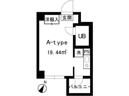 ブライトウエスト江田(ワンルーム/4階)の間取り写真