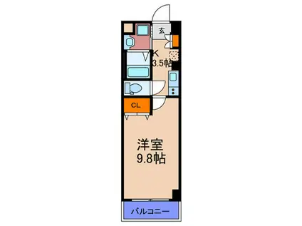 バ-ンホ-フ野田(1K/4階)の間取り写真