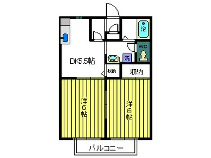 サンライフ東新田A棟(2K/1階)の間取り写真