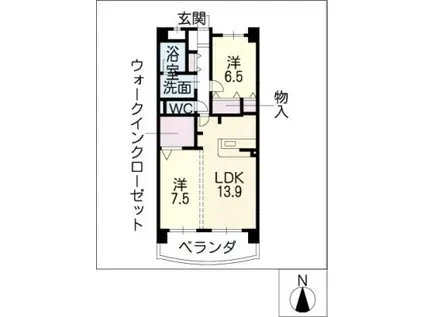 中日マンション上飯田(2LDK/6階)の間取り写真