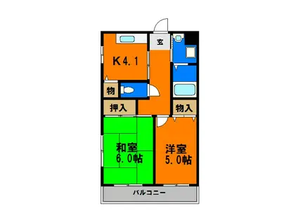 ピュアハイツ長洲(2DK/2階)の間取り写真