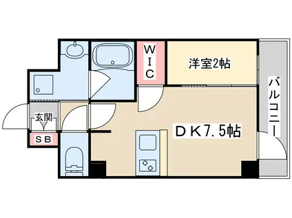 バウスフラッツ新大阪(1DK/9階)の間取り写真