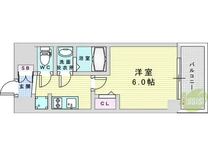 アドバンス大阪フルーヴ(1K/12階)の間取り写真